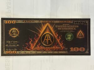 AA Recovery Sobriety Black Gold Foil $100 Novelty Collectible Note